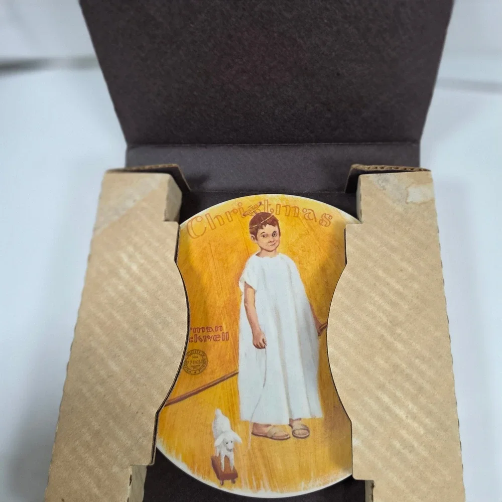 Norman Rockwell 1975 Christmas‎ Plate Angel with a Black Eye missing coa #58550